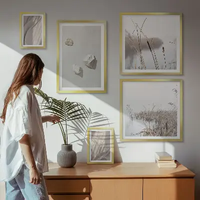 Wanddecoratie compositie met close-ups van de structuur in boho-stijl