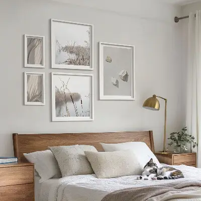 Wanddecoratie compositie met close-ups van de structuur in boho-stijl