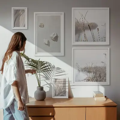 Wanddecoratie compositie met close-ups van de structuur in boho-stijl