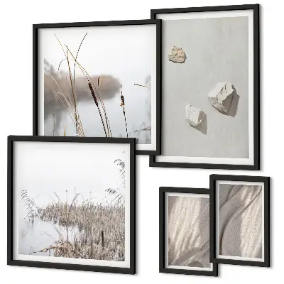 Wanddecoratie compositie met close-ups van de structuur in boho-stijl