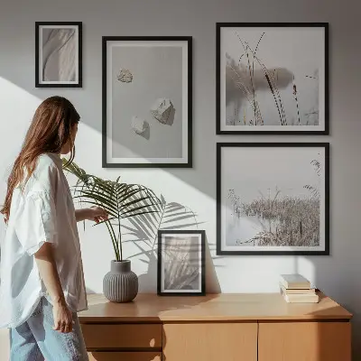 Wanddecoratie compositie met close-ups van de structuur in boho-stijl