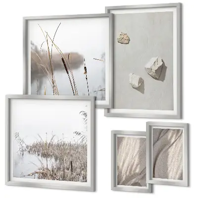 Wanddecoratie compositie met close-ups van de structuur in boho-stijl