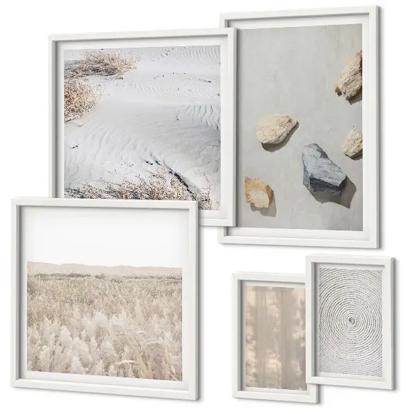Set van moderne schilderijen met boho natuurlijke texturen