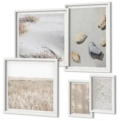 Set van moderne schilderijen met boho natuurlijke texturen