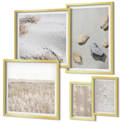 Set van moderne schilderijen met boho natuurlijke texturen