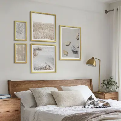 Set van moderne schilderijen met boho natuurlijke texturen