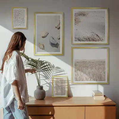 Set van moderne schilderijen met boho natuurlijke texturen