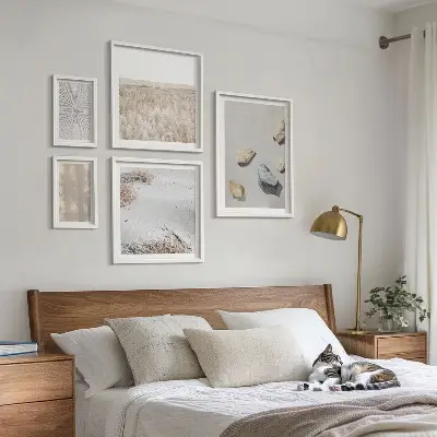Set van moderne schilderijen met boho natuurlijke texturen