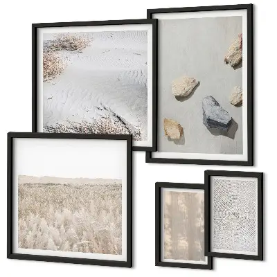 Set van moderne schilderijen met boho natuurlijke texturen