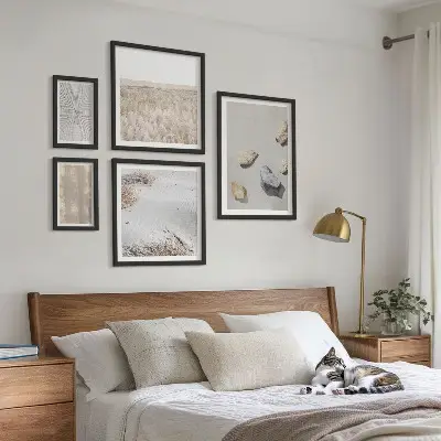 Set van moderne schilderijen met boho natuurlijke texturen