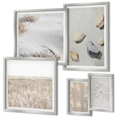 Set van moderne schilderijen met boho natuurlijke texturen