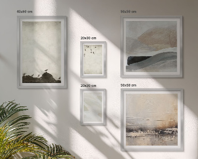 Wanddecoratie compositie Vogels, rotsen, penseelstreken, versieringen