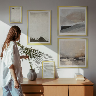 Wanddecoratie compositie Vogels, rotsen, penseelstreken, versieringen