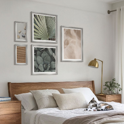 Wanddecoratie compositie Stenen, hout, stoffen, texturen