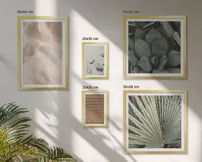 Wanddecoratie compositie met stenen, hout, stoffen en texturen