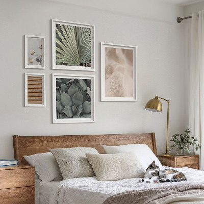 Wanddecoratie compositie Stenen, hout, stoffen, texturen