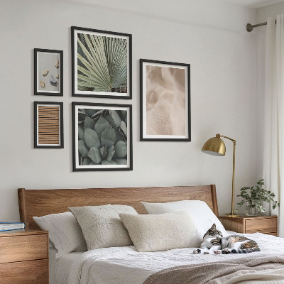 Wanddecoratie compositie Stenen, hout, stoffen, texturen
