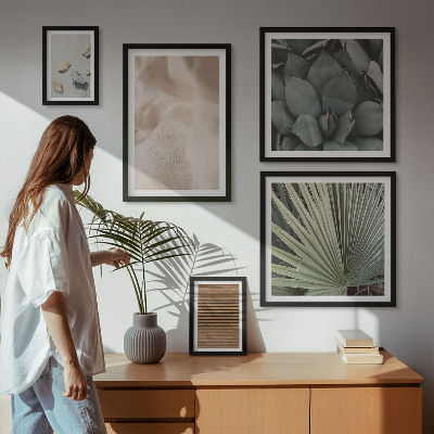 Wanddecoratie compositie Stenen, hout, stoffen, texturen