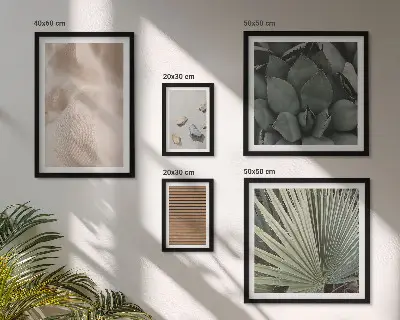 Wanddecoratie compositie met stenen, hout, stoffen en texturen