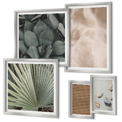 Wanddecoratie compositie Stenen, hout, stoffen, texturen