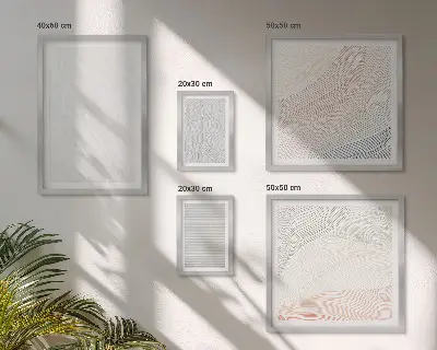 Moderne schilderijenset met heldere structuren en snaarpatronen