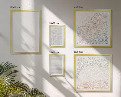 Moderne schilderijenset met heldere structuren en snaarpatronen