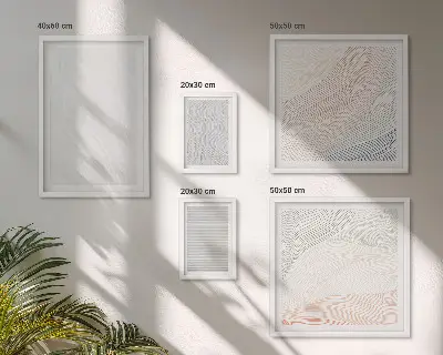 Moderne schilderijenset met heldere structuren en snaarpatronen