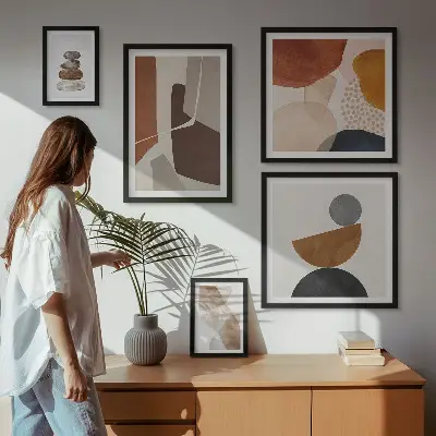 Abstracte wandschildering decoratieve compositie