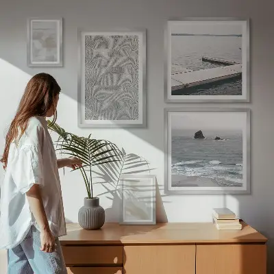 Set van moderne schilderijen met abstract design en moderne texturen