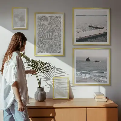 Set van moderne schilderijen met abstract design en moderne texturen