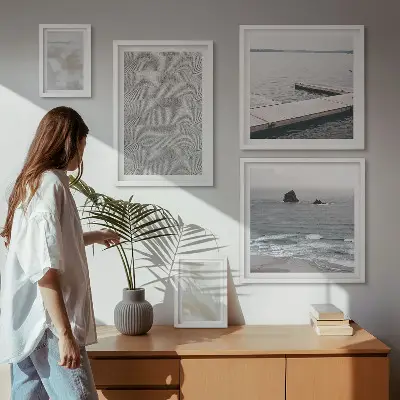Set van moderne schilderijen met abstract design en moderne texturen