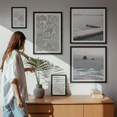 Set van moderne schilderijen met abstract design en moderne texturen