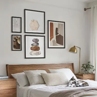 Gallery wall set met texturen moderne kunst