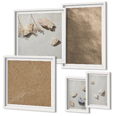 Wanddecoratie compositie stenen strand natuurlijke structuren