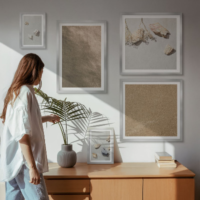Wanddecoratie compositie stenen strand natuurlijke structuren