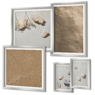 Wanddecoratie compositie stenen strand natuurlijke structuren
