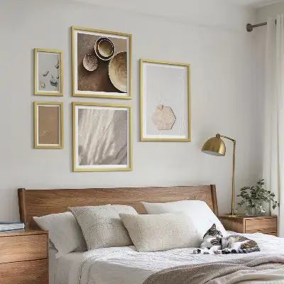 Set van moderne schilderijen met minimalistische warme texturen