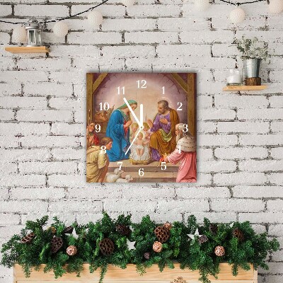 Wandklok Vierkant Kerst stabiel Jezus