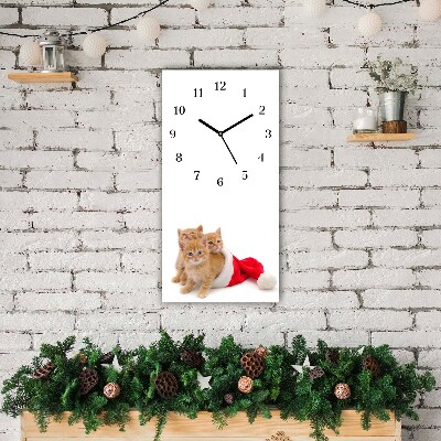 Wandklok Verticaal Santa Claus Christmas Cats