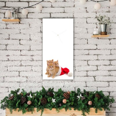 Wandklok Verticaal Santa Claus Christmas Cats