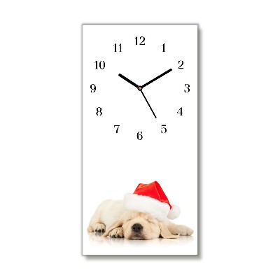 Wandklok Verticaal Puppy Cap Santa Claus Winter