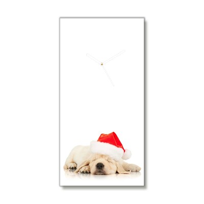 Wandklok Verticaal Puppy Cap Santa Claus Winter