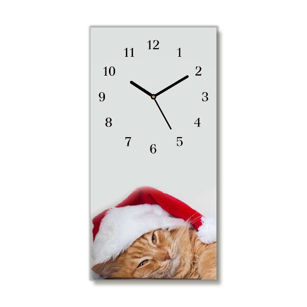 Wandklok Verticaal Cat Cap Santa Claus