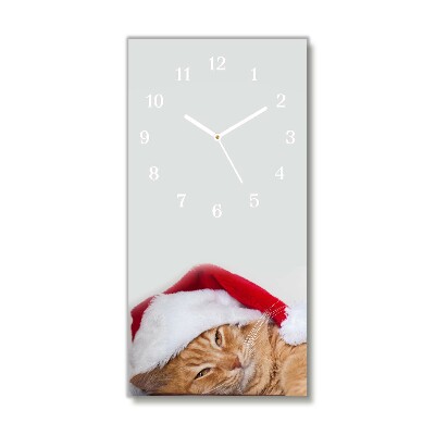 Wandklok Verticaal Cat Cap Santa Claus