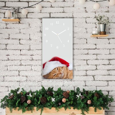 Wandklok Verticaal Cat Cap Santa Claus