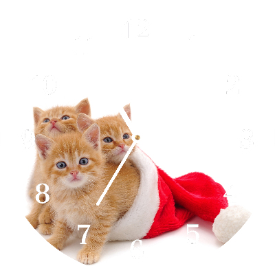 Wandklok Ronde Santa Claus Christmas Cats