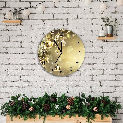 Wandklok Ronde Gouden kerstballen decoraties