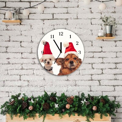 Wandklok Ronde Santa claus honden