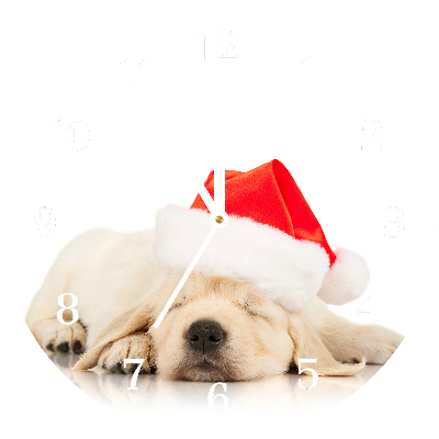 Wandklok Ronde Puppy Cap Santa Claus Winter
