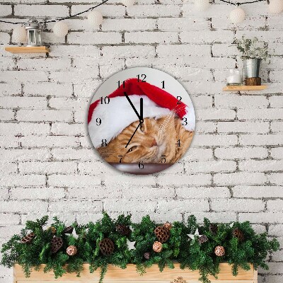 Wandklok Ronde Cat Cap Santa Claus